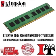 Kingston KVR Desktop PC DDR4 3200Mhz Value RAM | Kingston DDR4 3200Mhz Desktop PC Value Ram (4GB / 8