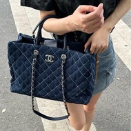 Chanel 牛仔絕版丹寧購物袋沙灘包 底長約30cm 附件防塵袋 保卡27開