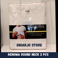 PUTIH KATUN Renoma Men's Undershirt Contains 3pcs Round Collar Round Neck Cotton Material White Color Anti Stretchy