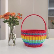 Handwoven Basket Traditional Fruit Basket Picnic Basket Vegetable Shopping Basket Imitation Rattan H