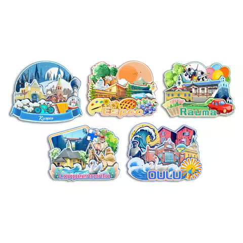 Oulu Rauma Espoo Kuopio Lappeenranta FINLAND Fridge Magnet Travel Souvenir Gift Handmade Decorative