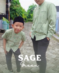 Koko Hijau Sage Couple Ayah Anak RZA Raya Sage Green kemeja sarimbit