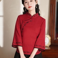 Ready Stock New Chinese Style Large Size Republican Style Retro Style Embroidered Cheongsam Tang Sui
