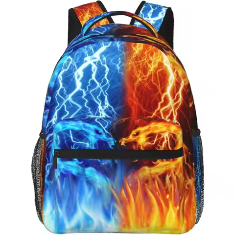 Red Blue Fire Dragon Backpack For Boys Ages 4-12 Cool Lightning Backpacks Animal Bookbag For 2nd 3rd