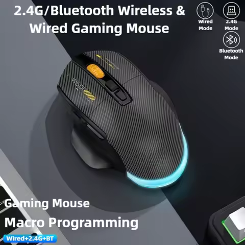 W601 Wireless Ergonomic 2.4G Tri-Mode 500mAh Rechargeable Mouse 12800DPI Adjust Macro Programmable 7