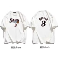 New Short-Sleeved Shirt 76ers Allen Iverson 3-Piece Fitness Suit Number Men's Sports T-Shirt Loose