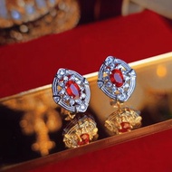 財富•健康•愛情|高級無燒緬甸鴿血紅寶石1.2克拉-純銀日系耳環