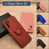 Oppo Reno 6Z Simple Bear Stand Ring I-Ring Back Case TPU Soft Cover Casing Colorful Mobile Housing