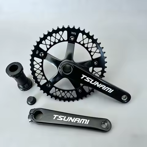 TSUNAMI Hollow Integrated Crankset 49T Chainwheel 7075 Aluminum Alloy 165mm Crank Fixed Gear Bike Pa