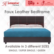 HOMESTAR. CHEAPEST FAUX LEATHER BEDFRAME DIVAN BED IN SINGLE QUEEN SUPER SINGLE KING BROWN GREY