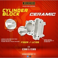 LC135 / Y15ZR RACING CERAMIC CYLINDER BLOCK SET 63MM / 65MM KURADO WITH FORGED PISTON & RING 63 65 L