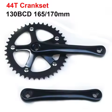 Fixed Gear 130BCD 165mm Bicycle Crankset Square Taper Hole Racing Retro Single Speed Crankset 44T Ch