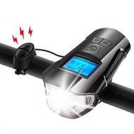 USB Bicycle Light IPX7 Cycling Lights Bike Computer 6 Modes Horn Flashlight Bike Speedometer with Taillight