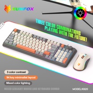 XUNFOX K820 RGB Wired Keyboard 94 Keys with Volume Knob Gaming Keyboard Mouse Combo For PC Laptop