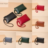 กระเป๋าสตางค์มีซิปสีทึบลายลิ้นจี่ Dompet Koin สไตล์เกาหลี PU เรียบง่าย Tas Barang ขนาดเล็ก