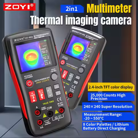 ZOYI ZT-R02 2-in-1 Thermal Imaging Multimeter & Infrared Camera, 96x96 IR Resolution, 25000 Counts D
