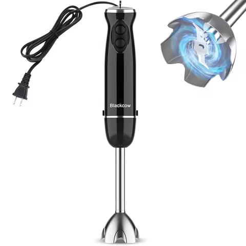 BLACKCOW Hand Blender,Immersion Blender with 12 Mixing Speed,Electric Handheld Mixer Portable Stick 