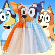 Bluey Cosplay Girls Dress Christmas Birthday Party Cute Cartoon Princess Dress 3-10 Years Old Kids C