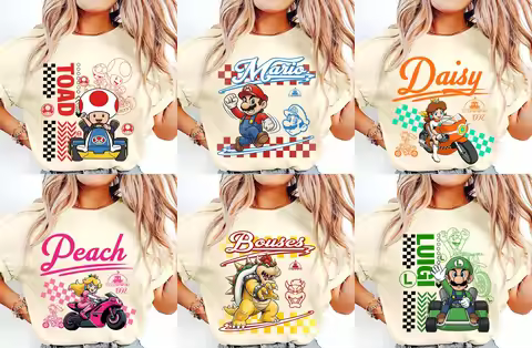 All Characters Super Mario Kart Shirt The Super Mario Kart Bros Movie Shirt 2026 Summer Men's Women'
