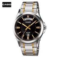 Velashop นาฬิกาข้อมือผู้ชาย  Casio หน้าปัดดำ SILVER/GOLD รุ่น MTP-1381G-1AVDF, MTP-1381G-1A, MTP-1381G