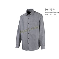 KEMEJA Men's Oxford Long Sleeve Shirt Big Size - BOX02-Grey