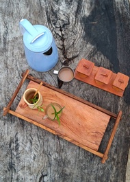 ถาดไม้หูจับ ถาดไม้เสริฟน้ำ ถาดไม้อาหาร Wooden Tray สไตล์ญี่ปุ่น