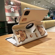 CrashStar 360 Rotating Stand Cute Cartoon Capybara Leather Flip tablet Case For iPad 11 2025 10 9 8 