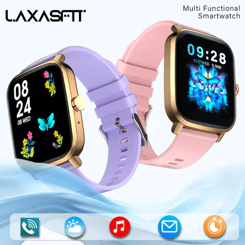 LAXASFIT Voice Calling Smart Watch Ultra 1.85 inch Screen 24H Health Monitor 100+ Sports Modes, Blue