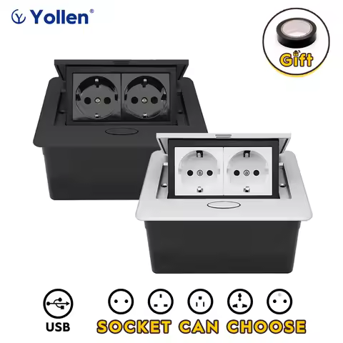 Metal Panel EUR Version RU Table Socket 2Outlet 2USB A Or C Option Office Kitchen Cabinet Desktop Hi