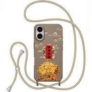 Retro Auspicious Cloud Money Tree Phone Case with Strap for iPhone17 16 15 14 13 12 Pro Max 11Pro XR