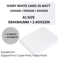 【READY STOCK】A1 SIZE - IVORY EXTRA WHITE CARD MATT 230G 250G 300G (5PCS / 10PCS)