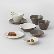 韓國LENANSE HYGGE 韓國製陶瓷雙人碗盤10件組-/ 奶油白+知性灰