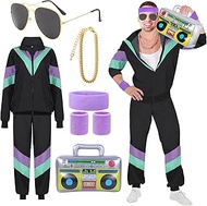 90er 80er Jahre Outfit Herren Damen Mottoparty Kostüm Kostüm 80er Jahre Trainingsanzug Jacke Hose An