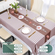 PT Lucky Inti Persada Taplak Meja Makan Renda Premium Bahan PVC Waterproof / Desain pola kotak-kotak