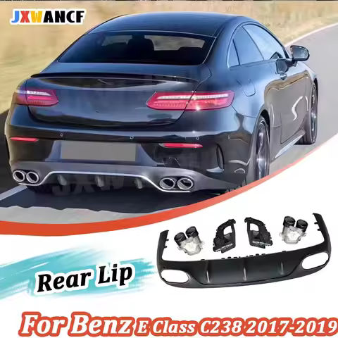 JXWANCF ABS Rear Bumper Lip Diffuser with Exhaust Muffler Tips for Benz E Class C238 E200 E300 E53 A