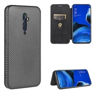Luxury Carbon Fiber PU Leather Casing OPPO Reno 2Z / 2F Magnetic Flip Cover Oppo Reno2 Z F Wallet Case Card Holder Stand