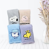 SNOOPY史努比無棉絮素色刺繡毛巾4入