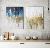 抽象畫藍金藝術 | 海軍金畫布兩件套抽象 | 極性