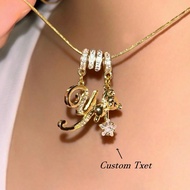 1 chiếc vòng cổ tự làm bằng đá quý hình trái tim Cubic Zirconia tối giản màu vàng, vòng cổ tên chữ c