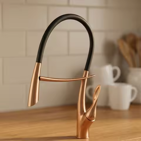Gestan Brass Brushed Gold Kitchen Faucet with Touch Switch Design, Single Handle Ceramic Valve Core,