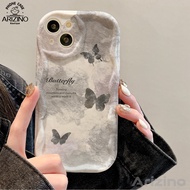 เคส30i ร้อน Infinix Tecno Spark 10 Pro 4G Smart 7 Hot 30 Play Note 30 VIP Itel S23 Camon 20 Smart 5 Hot9Play Hot10Play Hot11Play Note 12 G96 Hot 20 Go Spark 2023 Grey Retro Butterfly เคสโทรศัพท์ TPU ป้องกันการตกที่ยึด