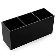 AKOAK 1 Pack Black and White Three Grid desktop Storage Box, Girl Makeup Brush Lipstick Eyebrow Penc