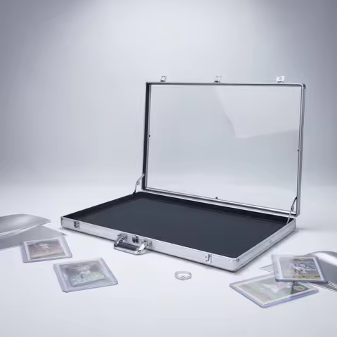 Portable Card Display Case Aluminum Sports Card Display Case With Transparent Acrylic Display Case L