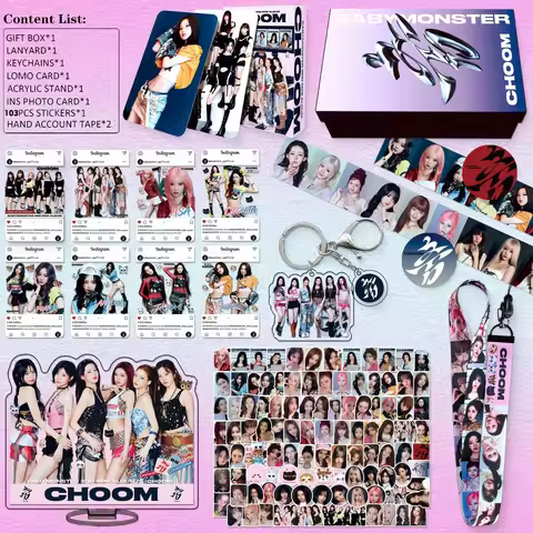 NEW KPOP photocard keyring stickers set,Fan Support Kit,3TH EP album CHOOM,SUGAR HONEY ICE TEA,Chiqu