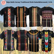 Ready Stock Baju Batik Jersey Traditional Etnik Sabah Sarawak Lelaki Perempuan | Size S-XL