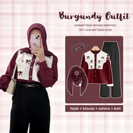 Dreamy - 4in1 Trendy Teen Outfit | Burgundy Outfit | Casual Simple Cute Modern Set AA420