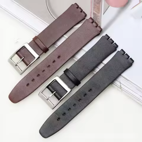 Watch Strap For Swatch GB274/GN239/GB294/GB287 Men's and Women's Genuine Leather Watchband 17mm