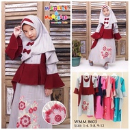 KATUN New Embroidered Children's Gamis 2 to 12 Years Michelle & Marcle Free Hijab and Bag Dobby Cott