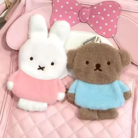 Kawaii Fluffy Miffy Wallet Lovely Boris Bear Soft Plush Keychain Flat Coin Purse Cartoon Bunny Backp