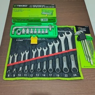 Tekiro 10Pcs 8-24mm Socket Wrench + Veloz Wrench 11Pcs 8-24mm Socket Wrench + 8Pcs Long L-Spanner